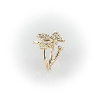 Anello Fantasia in Oro Rosa con Farfalle Impreziosite da Diamanti Taglio Brillante