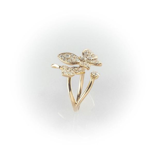 Gismondi Butterfly rose gold ring embellished with brilliant-cut diamonds