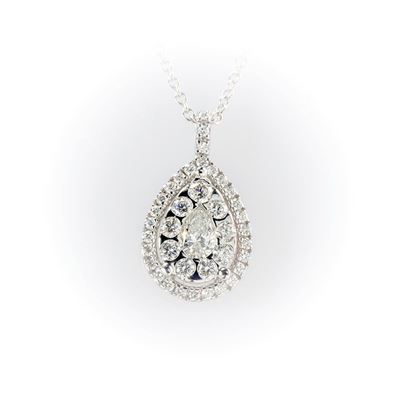 Girocollo Salvini Precious Loop in Oro Bianco e Ciondolo con Diamante a Taglio Goccia Centrale e ...