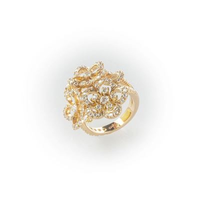 Anello Recarlo in Oro Rosa con Motivo Floreale Realizzato con Diamanti Taglio Brillante