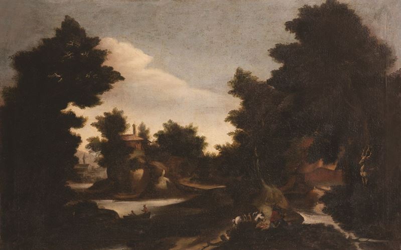 Pittore Fiammingo del XVIII Secolo - Dipinto Raffigurante la Conversione di Sant'eustachio