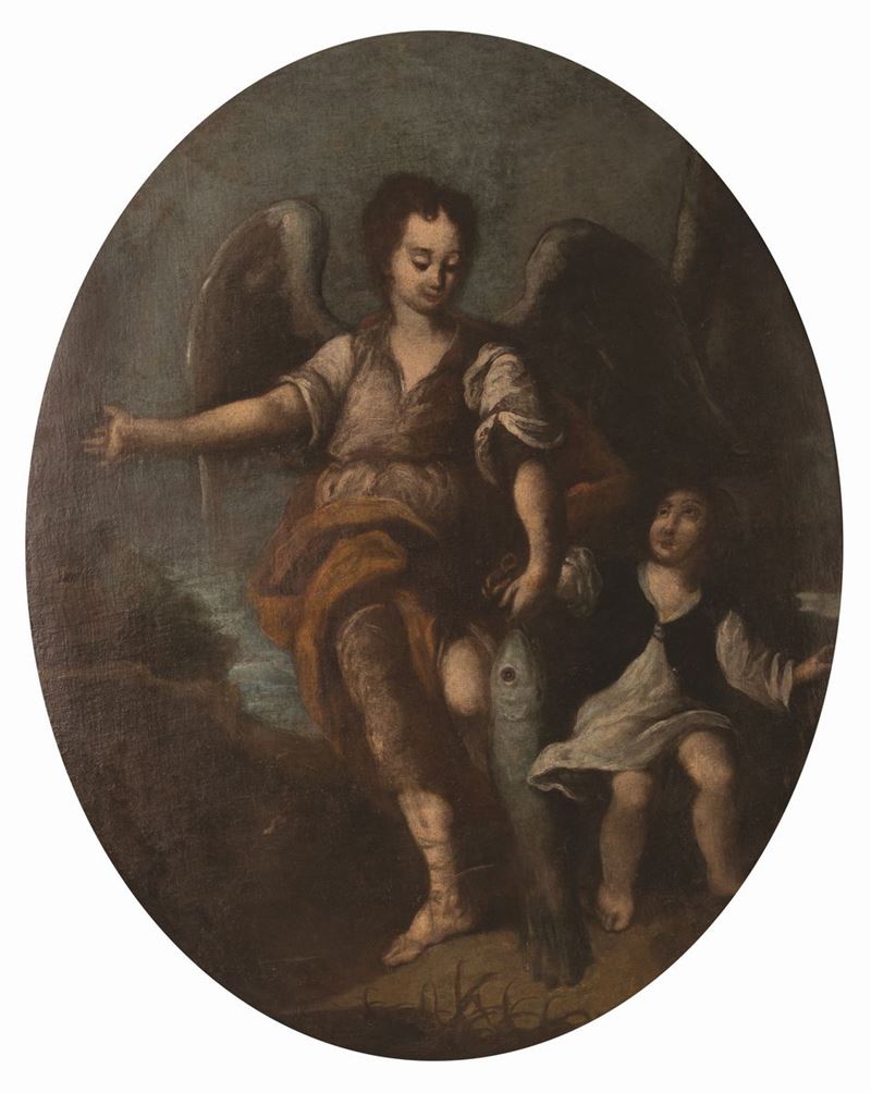 Pittore Veneto del XVIII Secolo - Tobiolo e L'angelo