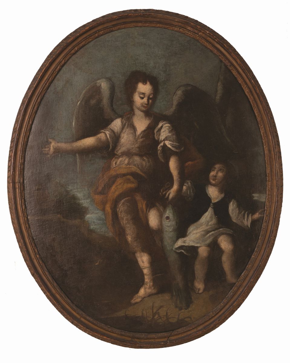 Pittore Veneto del XVIII Secolo - Tobiolo e L'angelo