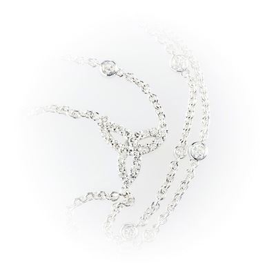 Bracciale Baciamano Crivelli con Triscele in Oro Bianco e Diamanti Bianchi Taglio Brillante