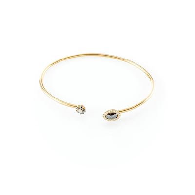 Bracciale Rigido Gismondi in Oro Giallo con Diamanti Neri Vari Tagli e Bianchi Taglio Brillante.