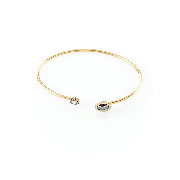 Gismondi rigid bracelet in yellow gold with various black diamonds and brilliant cut white.