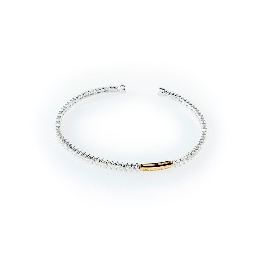 Bracciale Rigido Salvini in Oro Bianco e Diamanti Bianchi. Chiusura con Magnete.