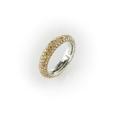 Veretta Girodito Multimisura Crieri Realizzata in Oro Bianco con Pavè di Diamanti Fancy Brown Tag...