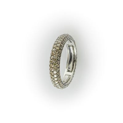 Veretta Girodito Multimisura Crieri Realizzara in Oro Bianco con Pavè di Diamanti Fancy Brown Tag...