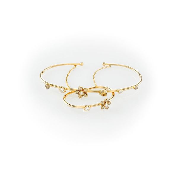 Unique bracelet in pink gold Gismondi with diamonds fancy brown pear-cut and brilliant cut diamonds