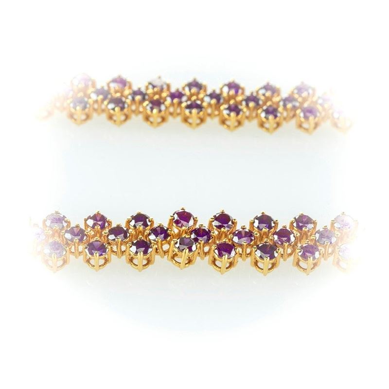 Bracciale Tennis in Oro Rosa e Diamanti Purple