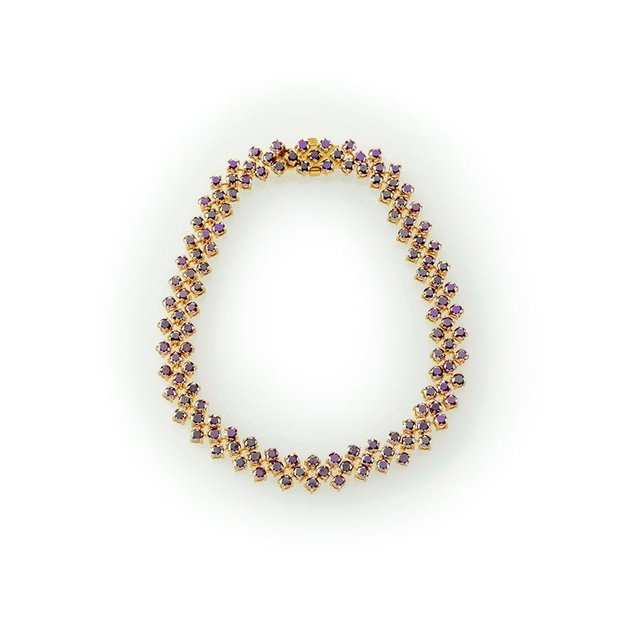 Bracciale Tennis in Oro Rosa e Diamanti Purple