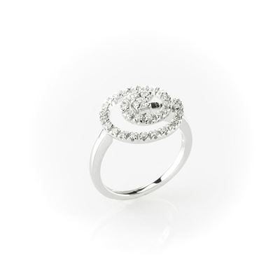 Anello Salvini in Oro Bianco con Dettaglio a Spirale in Diamanti Bianchi
