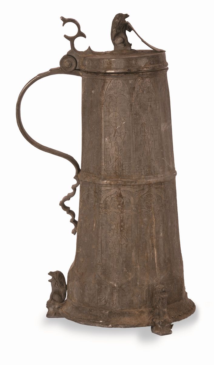 Tankard in Peltro. Stemma in Alto con la Scritta Jacob Koch 1570
