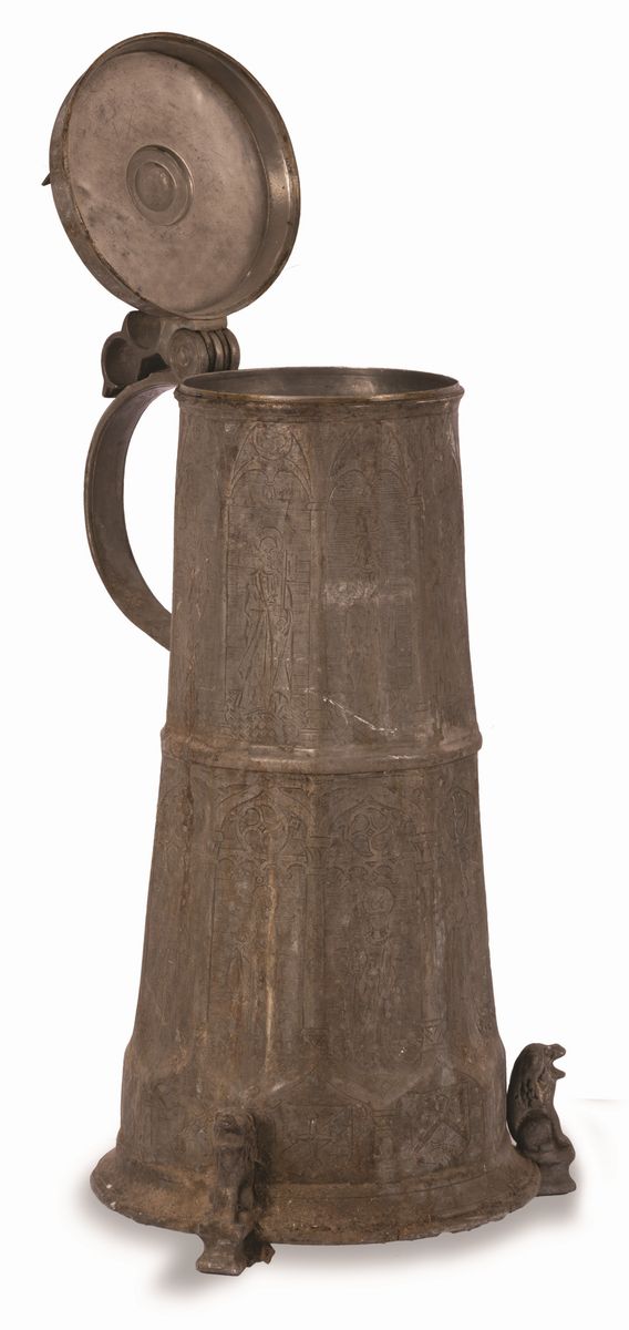 Tankard in Peltro. Stemma in Alto con la Scritta Jacob Koch 1570