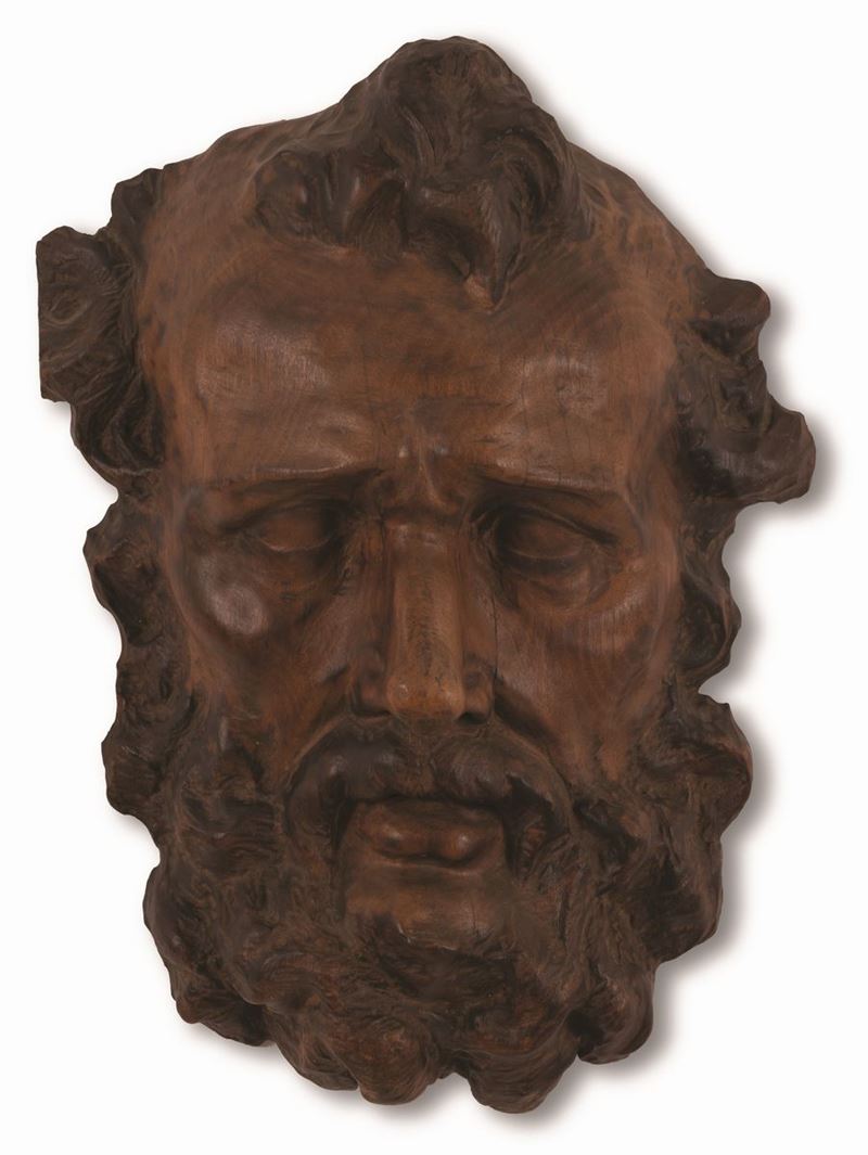 Manifattura Romana della Fine del XVIII Secolo - Bassorilievo in Legno Brunito Raffigurante Testa...