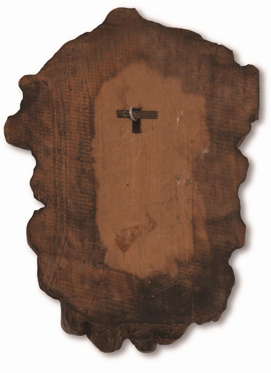 Manifattura Romana della Fine del XVIII Secolo - Bassorilievo in Legno Brunito Raffigurante Testa...