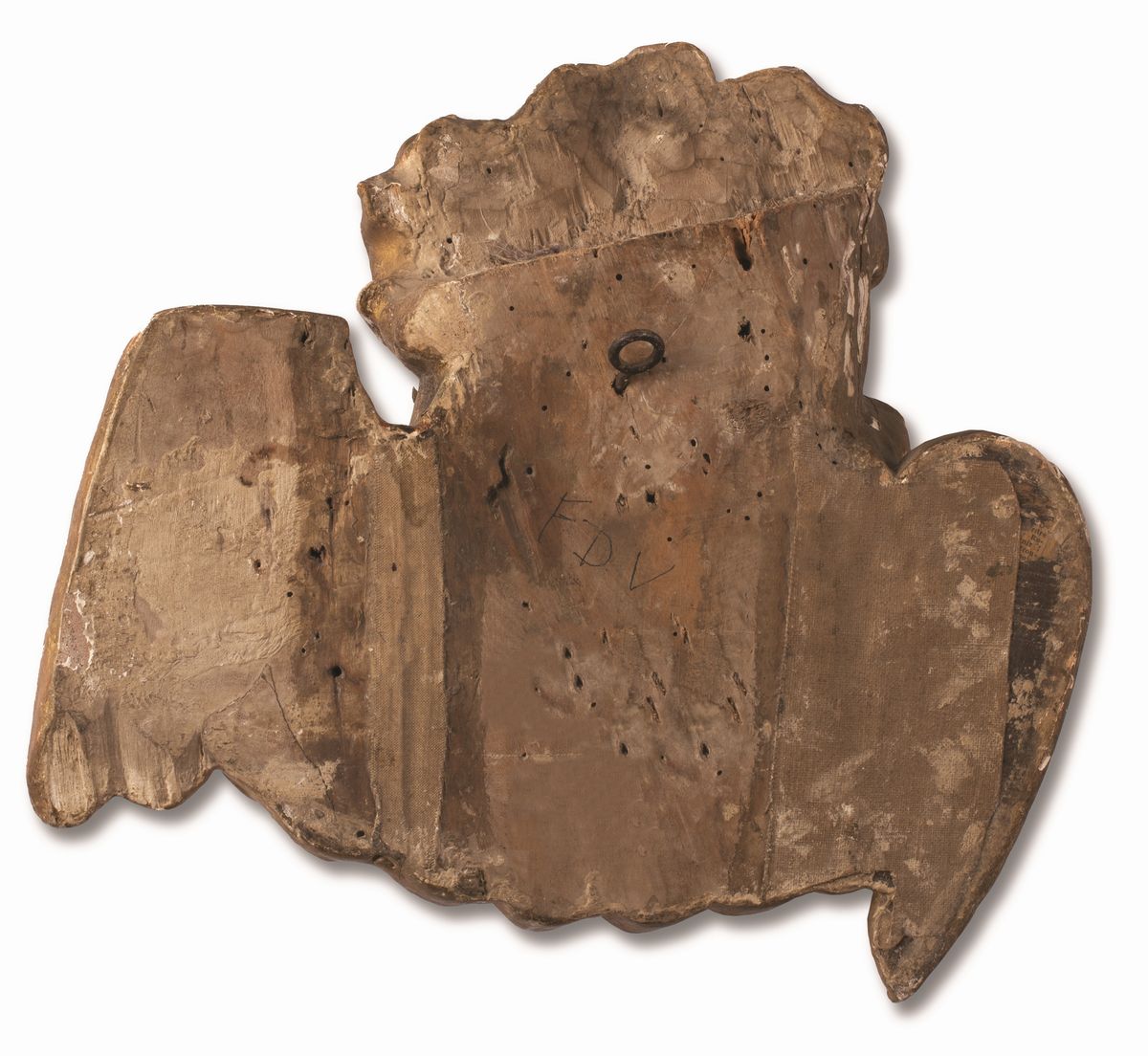 Manifattura Dell'italia Centrale - Scultura in Legno Dorato Raffigurante Volto di Cherubino