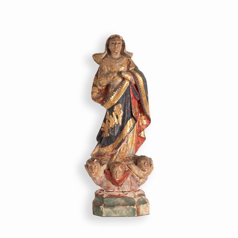 Scultore Italiano della Fine Fine XVII Inizi XVIII Secolo - Scultura in Legno Policromo e Dorato ...