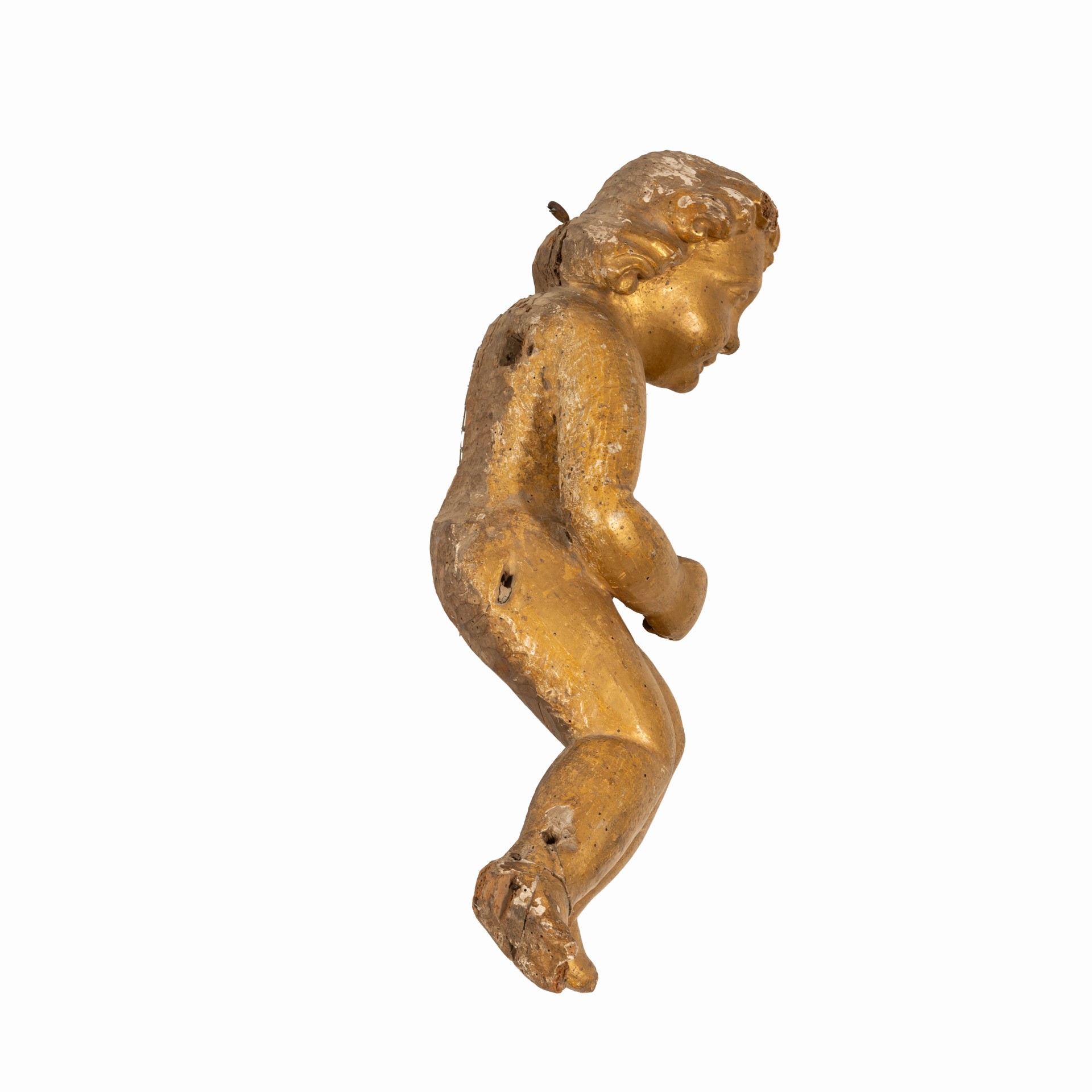 Manifattura Dell'italia Centrale del XVII Secolo - Putto in Legno Dorato