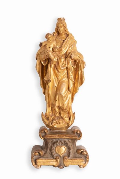 Scultura in Legno Dorato Raffigurante L'immacolata