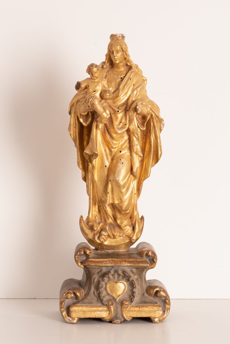 Scultore del Centro-sud Italia Attivo nel XVII Secolo - Scultura in Legno Dorato Raffigurante L'i...