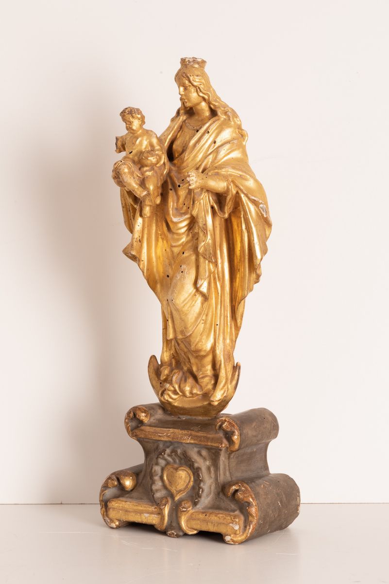 Scultore del Centro-sud Italia Attivo nel XVII Secolo - Scultura in Legno Dorato Raffigurante L'i...