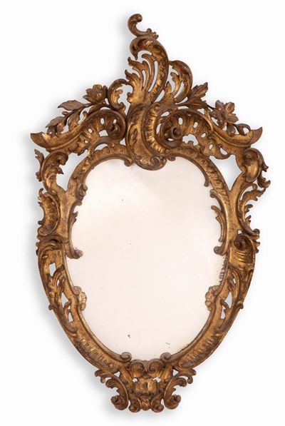 Specchiera in Legno Intagliato e Dorato