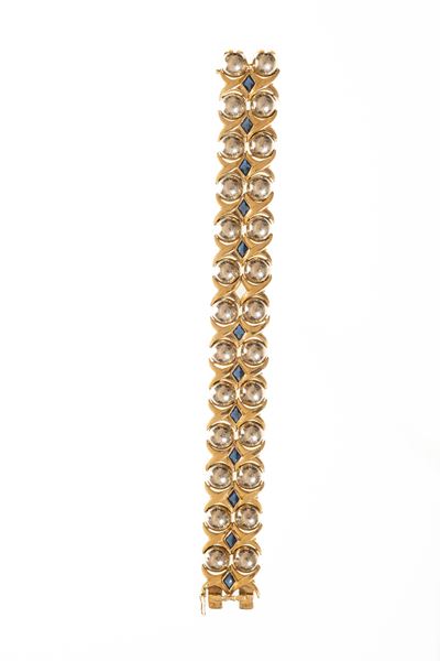 Bracciale in Oro Giallo a Maglia con Zaffiri