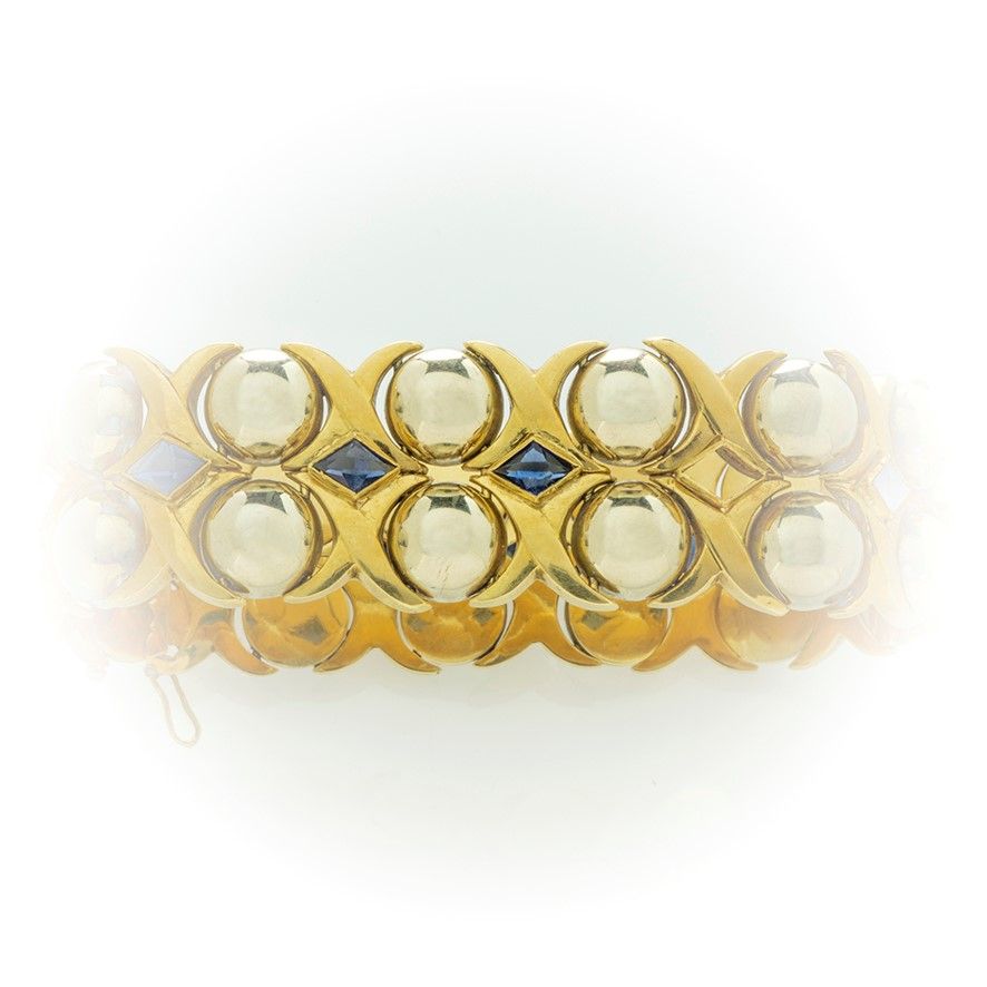 Bracciale in Oro Giallo a Maglia con Zaffiri
