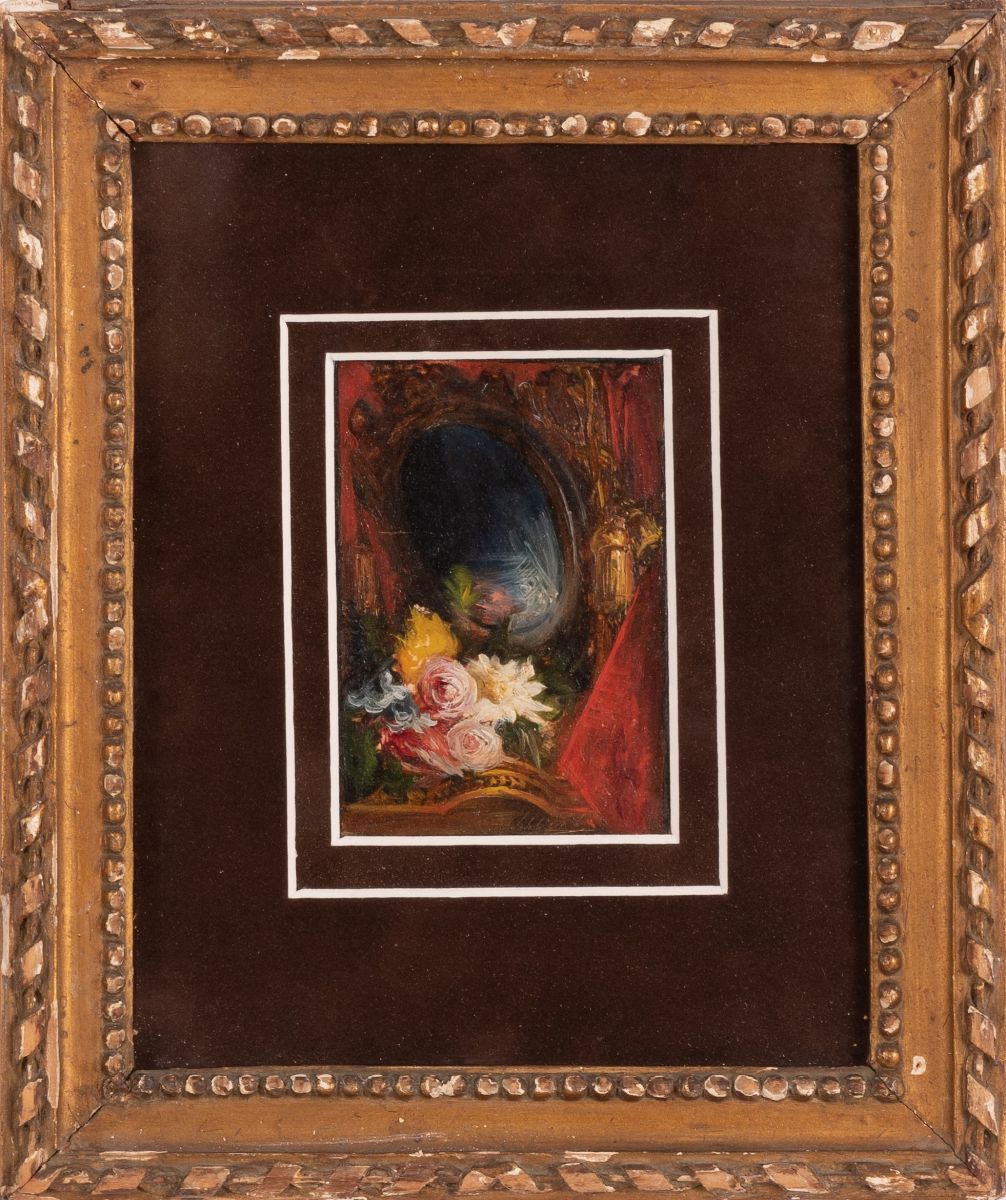 Sebastiano De Albertis - Natura Morta con Specchiera e Fiori