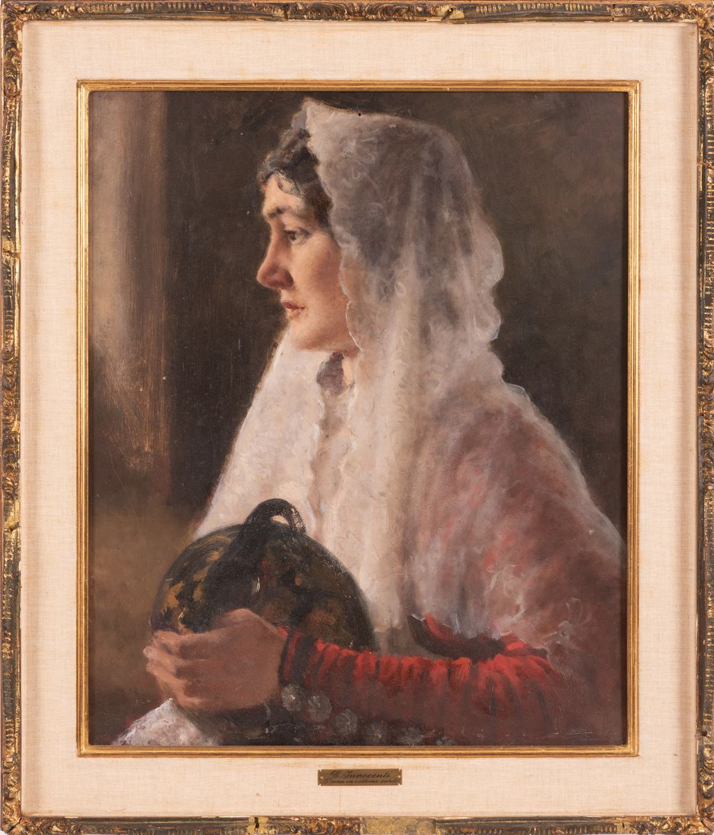 Anonimo del XIX Secolo - Figura Femminile in Costume Sardo