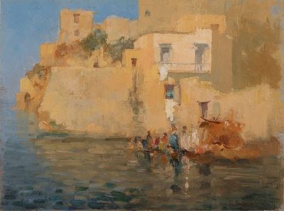 Marina di Napoli con Figure