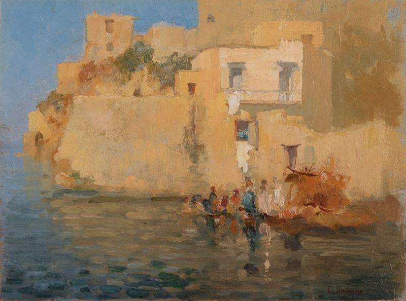 Eduardo Dalbono - Marina di Napoli con Figure