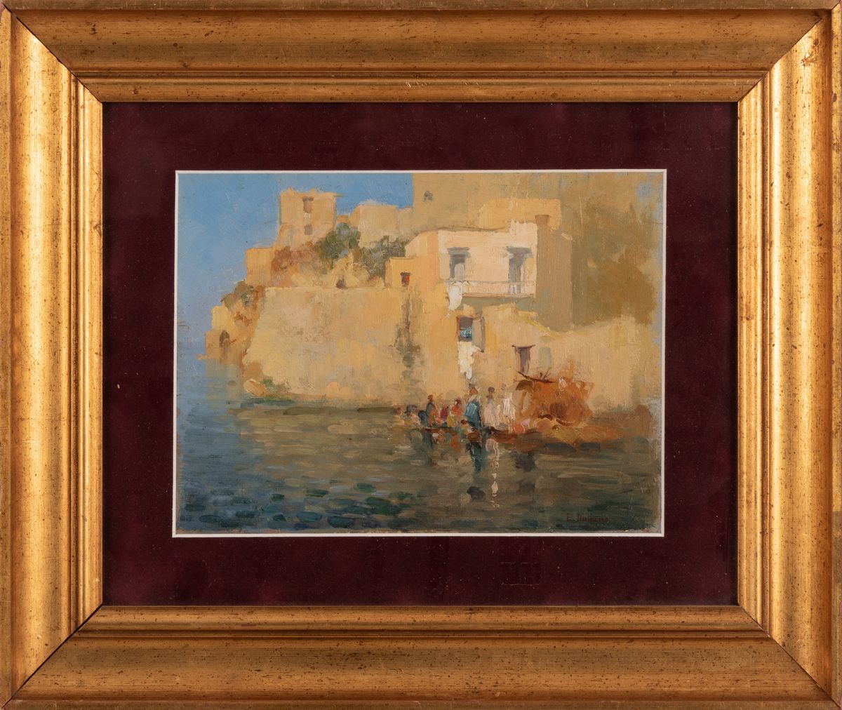 Eduardo Dalbono - Marina di Napoli con Figure