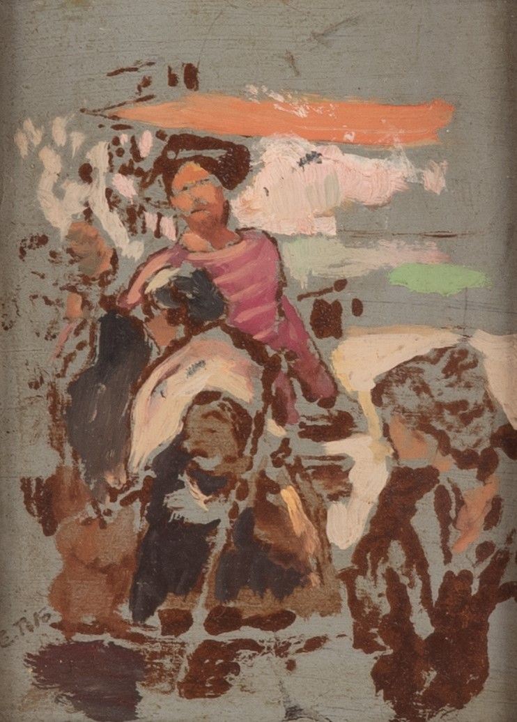 Ettore Tito - Bozzetto Raffigurante Gondoliere