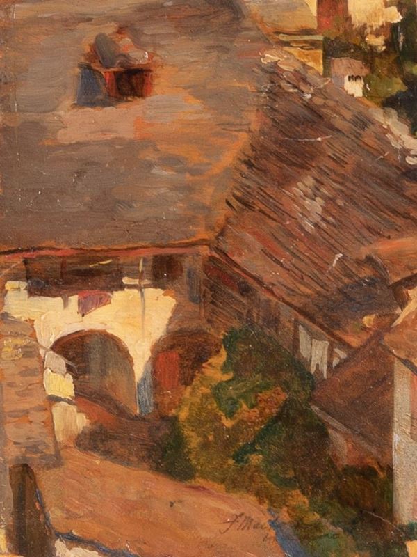 Filippo Marfori - Cortile di casa rustica a Locarno