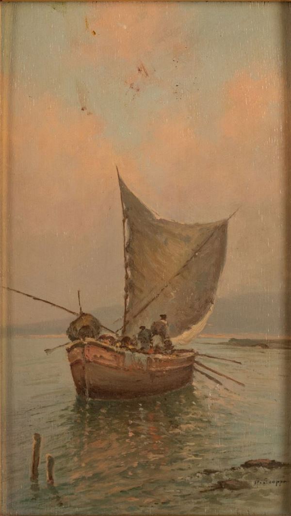 Radames Scoppa - Barche con pescatore