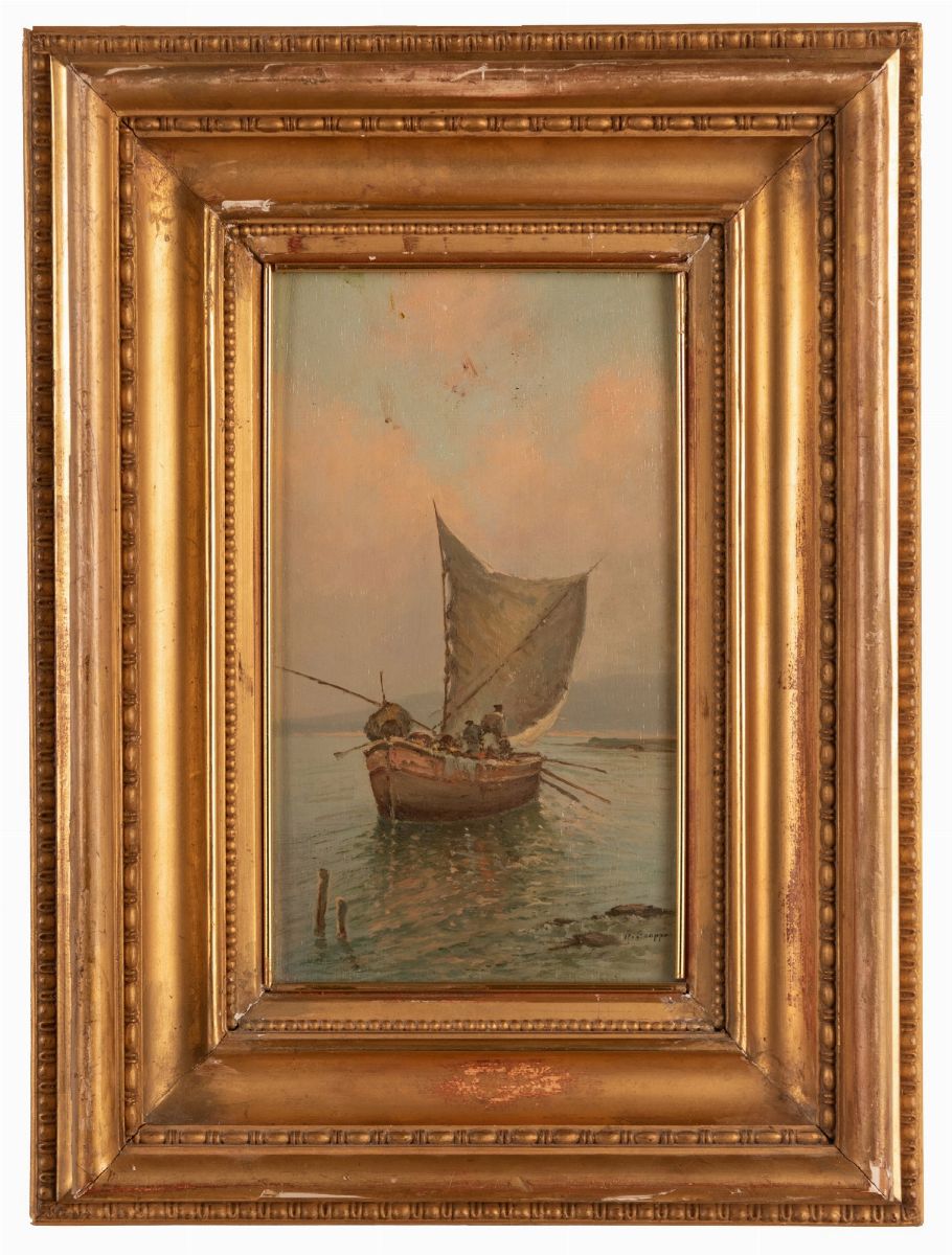 Radames Scoppa - Barche con Pescatore
