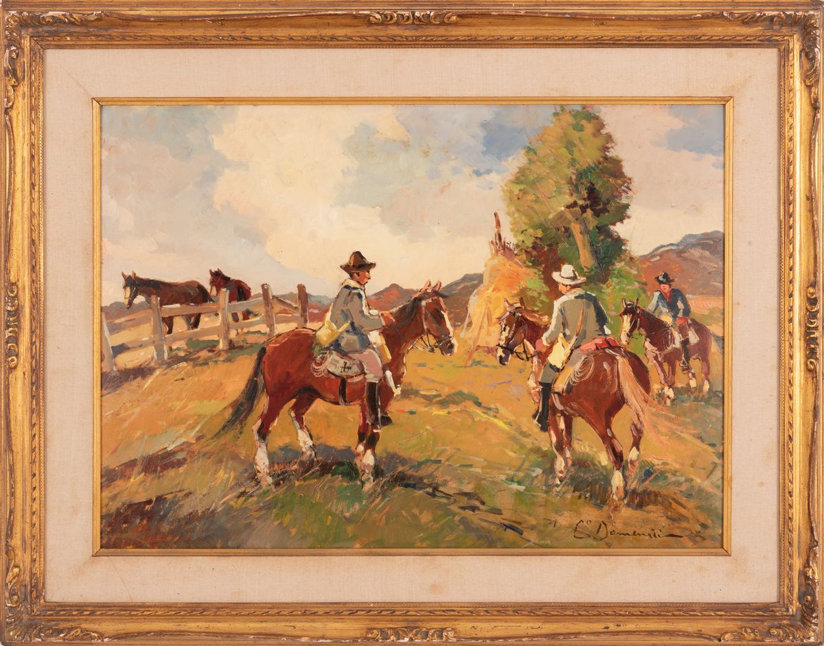 Carlo Domenici - Scena Campestre con Cavalli e Cavalieri