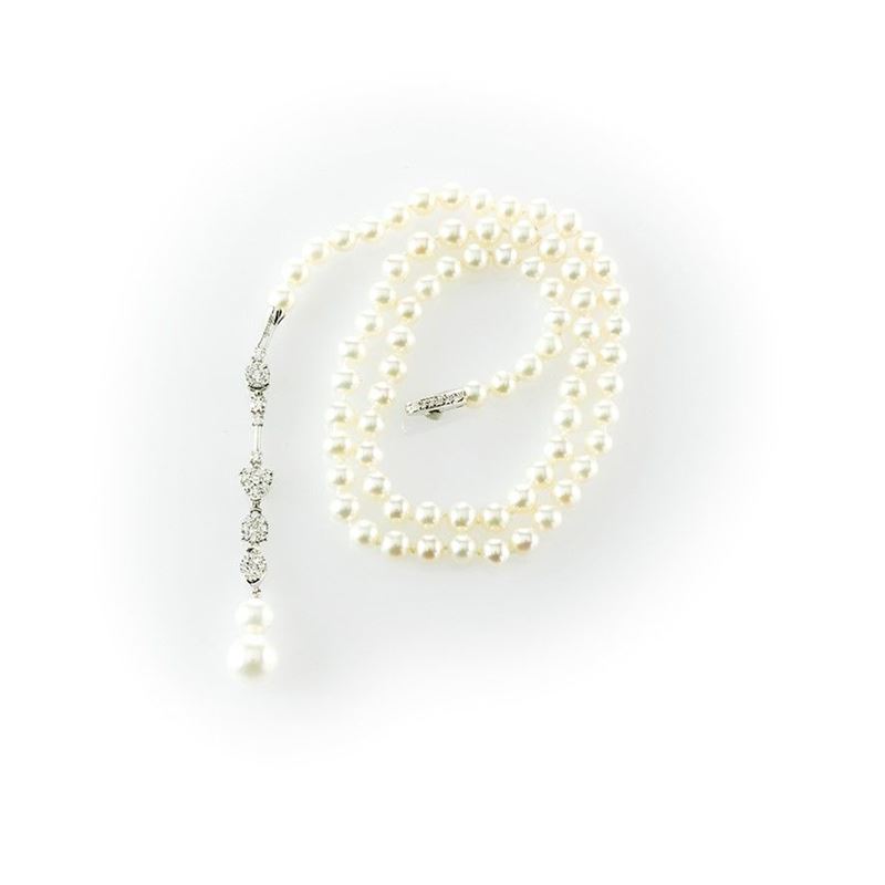 Collier in Perle Recarlo con Pendente in Diamanti e Perle a Gradazione.