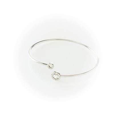 Bracciale Rigido Crivelli con Fiore in Oro Bianco e Diamanti Taglio Brillante