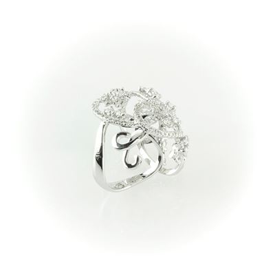 Anello Fantasia Realizzato in Oro Bianco con Diamanti Bianchi Taglio Brillante