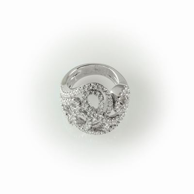 Anello a Fascia Recarlo Realizzato in Oro Bianco e Fantasia Diamanti