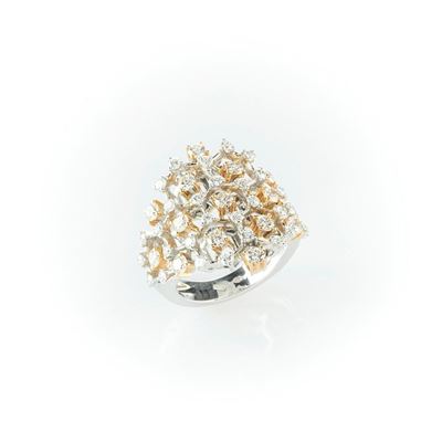 Anello a Fascia Realizzato in Oro Bianco e Rosa con Diamanti Bianchi Taglio Brillante