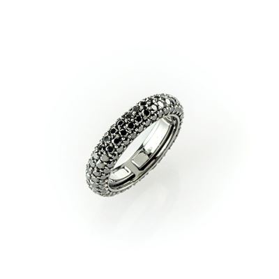 Fedina Pavè Girodito Crieri Eternity Multimisura in Oro Bianco con Rodiatura Nera e Diamanti Neri