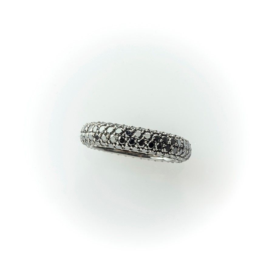 Fedina Pavè Girodito Crieri Eternity Multimisura in Oro Bianco con Rodiatura Nera e Diamanti Neri