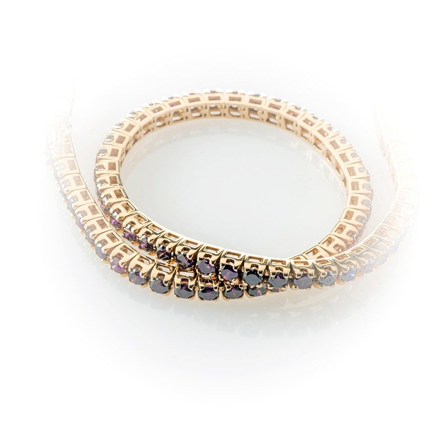 Bracciale Tennis in Oro Rosa e Diamanti Purple