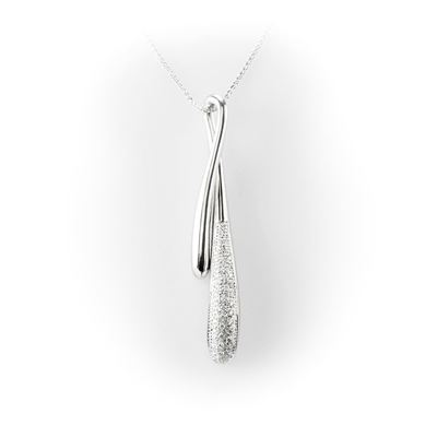 Collier in Oro Bianco e Pendente con Fantasia di Diamanti Pavè Taglio Brillante