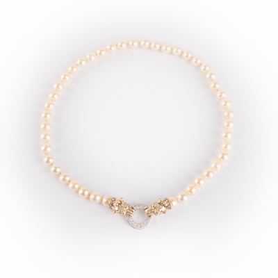 Collana di Perle Coltivate Giapponesi con Fermezza Fantasia Centrale di Manifattura Artigianale C...